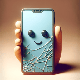 Portrait of a cracked smartphone screen